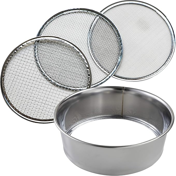 Wazakura 3PCS Soil Sieve Set 8-1/4 inch (210mm)3 Sieve Mesh Filter Sizes Japanese Bonsai Gardening Tool - 8-1/4inch(210mm)