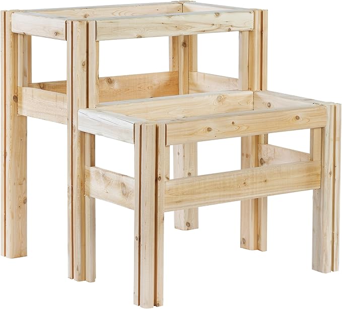 Greenes Fence Two-Tiers Four Bucket Elevated Cedar Wood Garden Frame 30 in. x 28 in. x 30 in. - Made in USA with North American Cedar