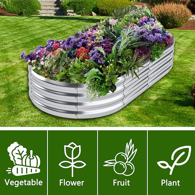 Galvanized Raised Garden Bed Kit 2packPlanter Raised Beds 6x3x1ft for GardeningOutdoor Metal Garden Bed Planter Box for FlowersFruitsVegega Raised Garden Bed
