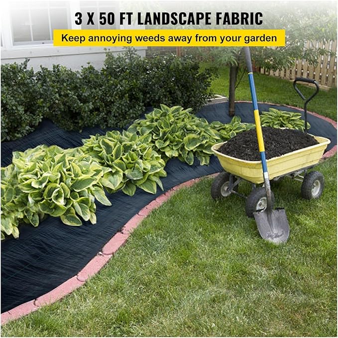 Large Weed Barrier Landscape Fabric Garden Woven Ground Cover Mat Weed Control Fabric Membrane Garden Ground Cover Black(330 x 6.5 ft)