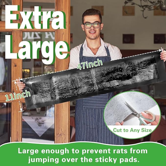 24 Pack 47 x 11 Mouse Glue Traps Large Super Sticky Rat Glue Traps Anti Slip and Pet Friendly Peanut Scented Mice Sticky Board That Work for Home Indoor Outdoor Restaurant Kitchen Office