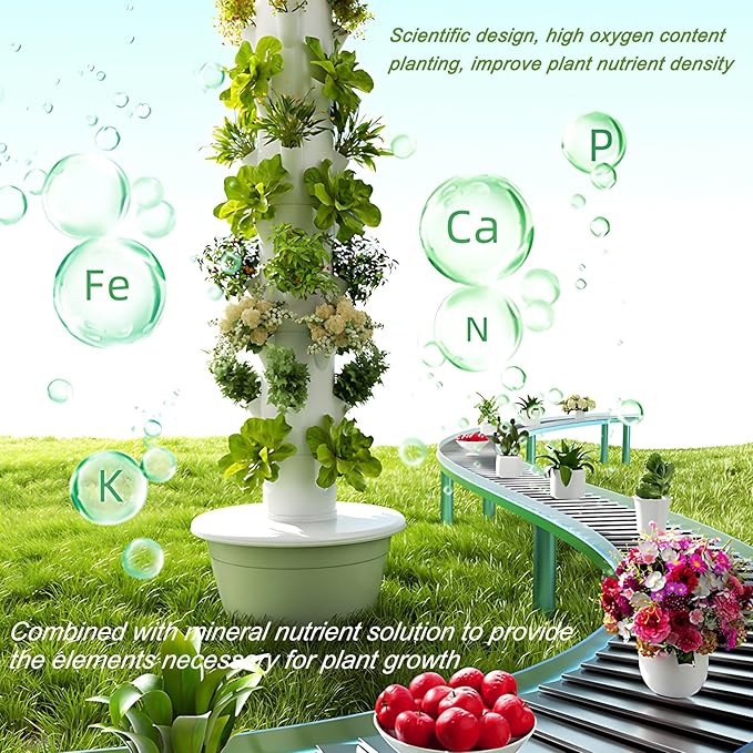 ZAIHW Aeroponic Tower Garden Kit Soil-Free Vertical Farming System with Auto Watering Timer &amp Pump High-Yield Hydroponics for Herbs &amp Vegetables5-Layers-Black