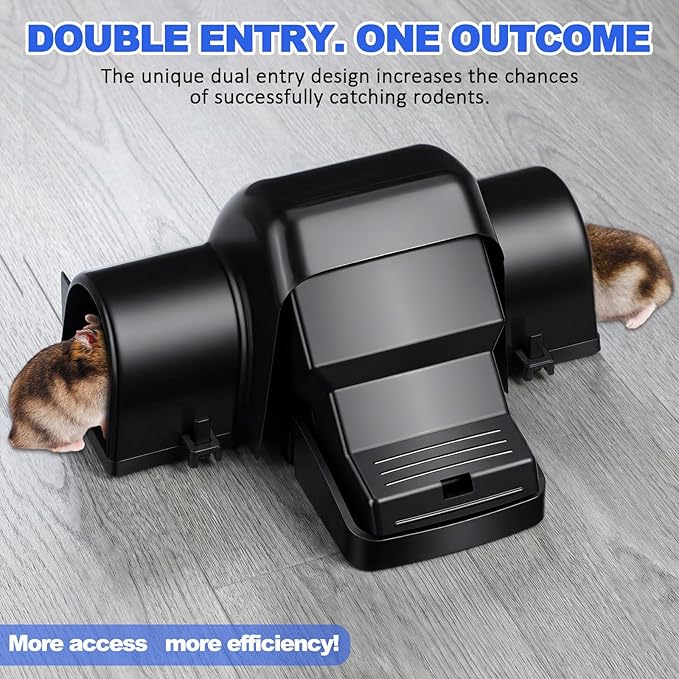 Qualirey 4 Pcs Rat Traps Extra Large Dual Entry Rat and Chipmunk Traps Covered Tunnel Snap Trap Heavy Duty for Indoor Outdoor Garden Basement Yard Rats Mice Chipmunks Set up and Reusable