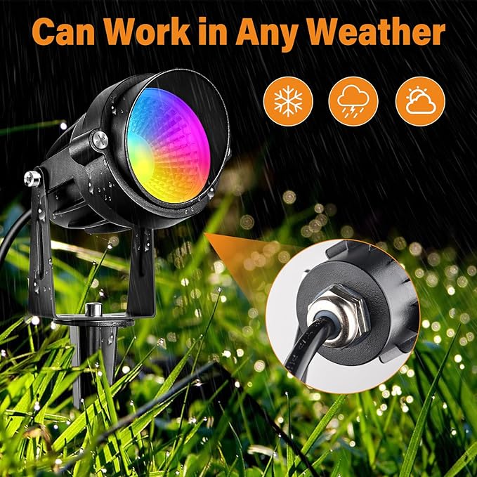 Low Voltage RGBW LED Landscape Lights Spot Lights Outdoor for Yard Garden Decor Spotlight 12V-24V Low Voltage Landscape Lighting with 16 Color Changing and Remote IP68 Waterproof (10 Pack)