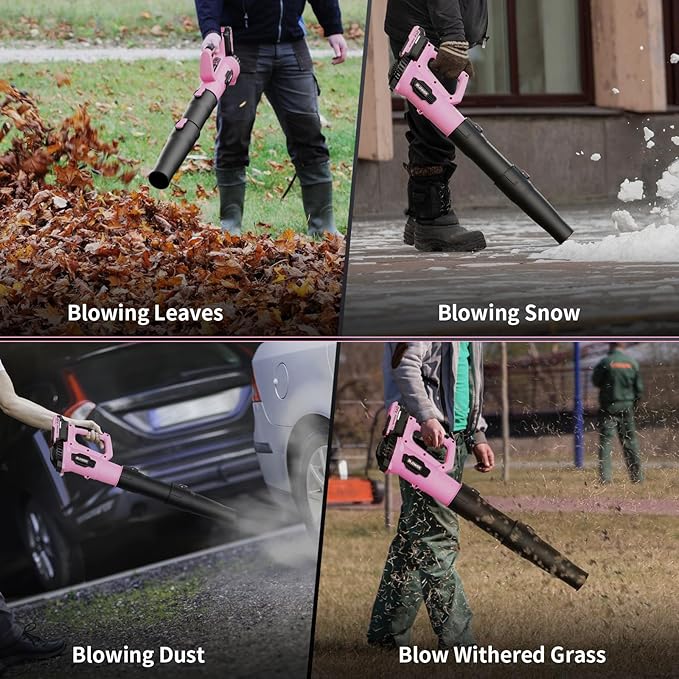 LEAPUL Leaf Blower Cordless 21V Electric Leaf Blower with 2×2.0Ah Batteries &amp 1 Fast Charger Lightweight Battery Powered Blower for Lawn Care Patio Cleaning