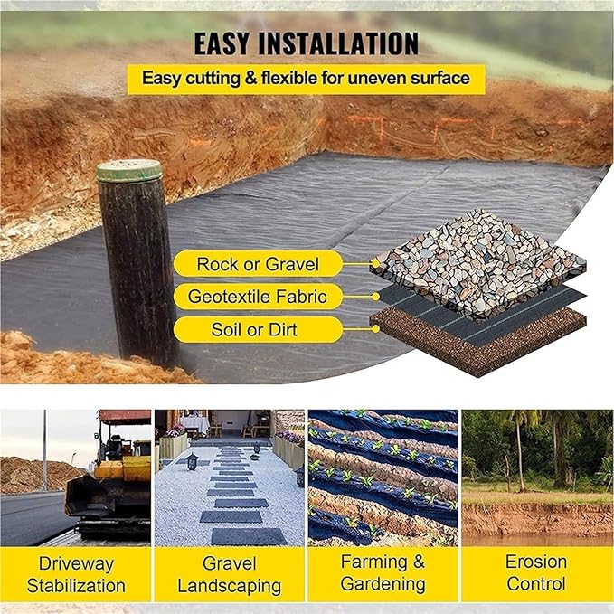 Weed Barrier Fabric PE Woven Weed Control Fabric for Plant Anti Grass Agricultural Mulch Cloth Greenhouse Weeding Mat Water Permeable for Gardening(39.3in x 16.4ft)