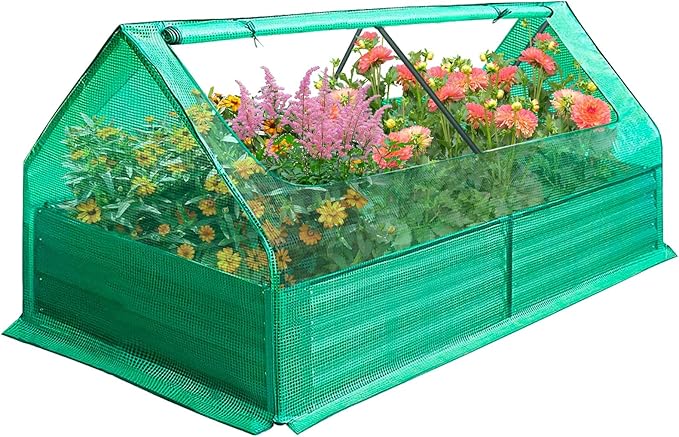 Galvanized Tall Raised Garden Bed Kit Oval Large Planting Box Rubber Strip Edging for Vegetables Outdoor Silver 6×3×1ft