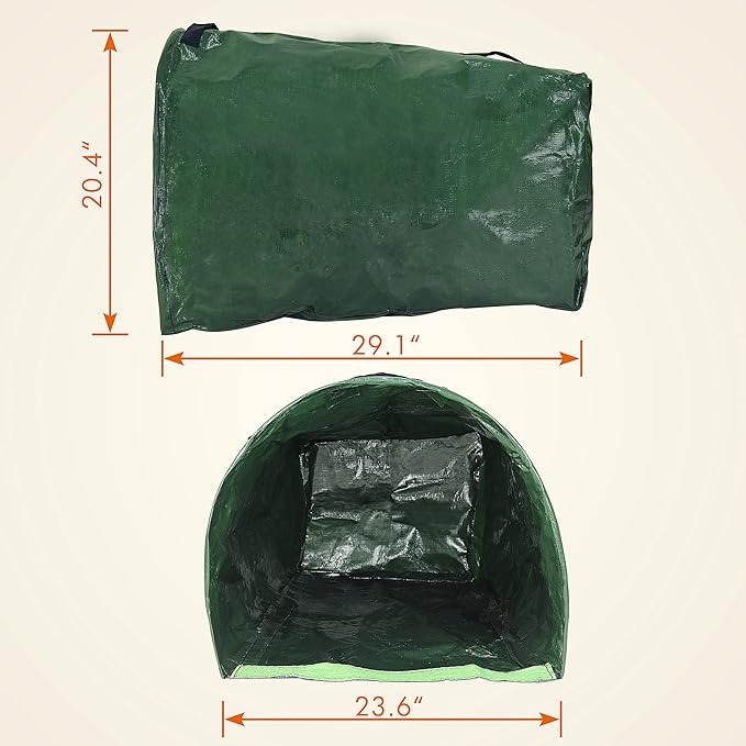 Gardzen 2-Pack 53 Gallon Dustpan-Type Yard Waste Bags Reusable Heavy Duty Collapsible Garden Leaf Bags Stand-Up Yard Waste Bin for Leaves Lawn Debris &amp Grass Clippings PE Material