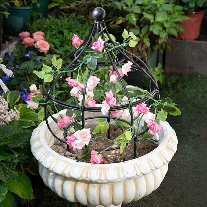 Sturdy Metal Garden Obelisk Trellis for Climbing Plants - 12 x 8.1 Versatile Support for Roses Topiaries &amp Houseplants - Easy to Assemble Durable &amp Decorative for Indoor/Outdoor Displays