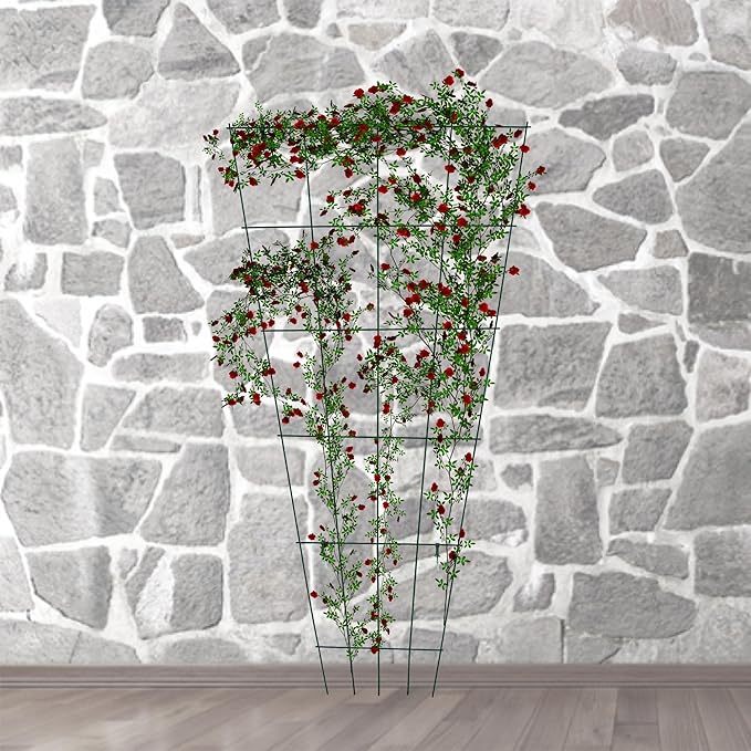 2 Pack 57 Inch x31 Inch Green PVC Pot Trellis Metal Plant Stakes for Climbing PlantsOutdoorRoseVegetable FlowerBackyard