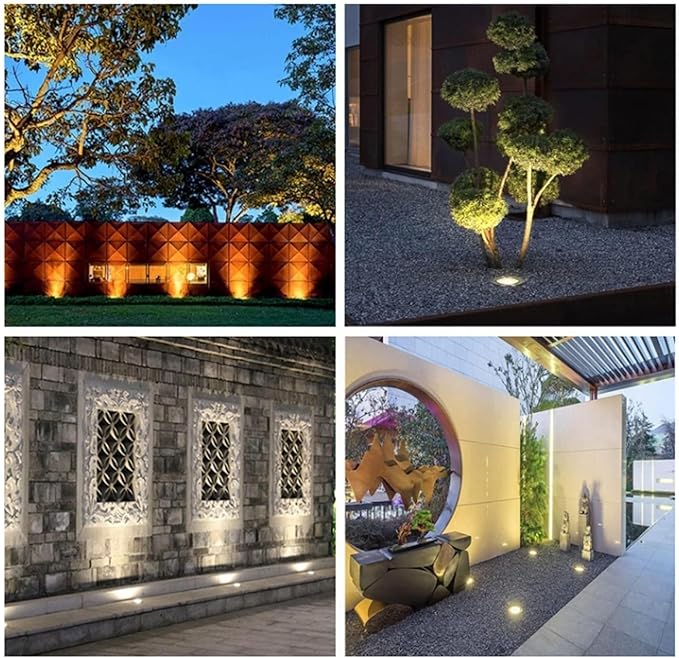 Underground Light LED - IP66 Waterproof AC Garden Recessed Underground Light LED Recessed Spotlight Suitable for Deck Channel Stair Step Landscape Lighting toYellow 15W