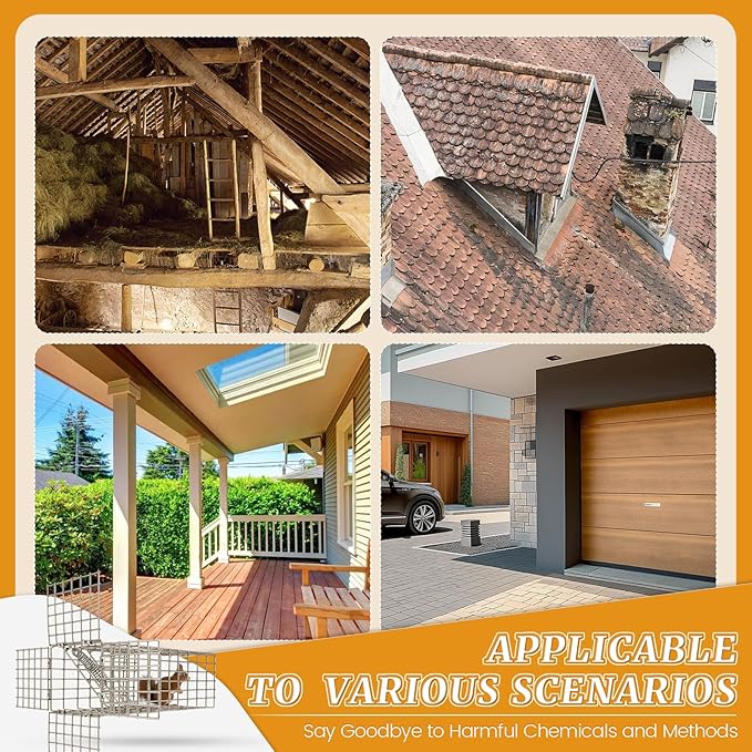 2Sets One Way Squirrel Door Excluders 3 × 3 × 9inch Animal Excluder Cage Humane Squirrels Chipmunks Contactless Excluder for Outdoor Spaces Like Attics Chimneys - Includes Full Installation Kit