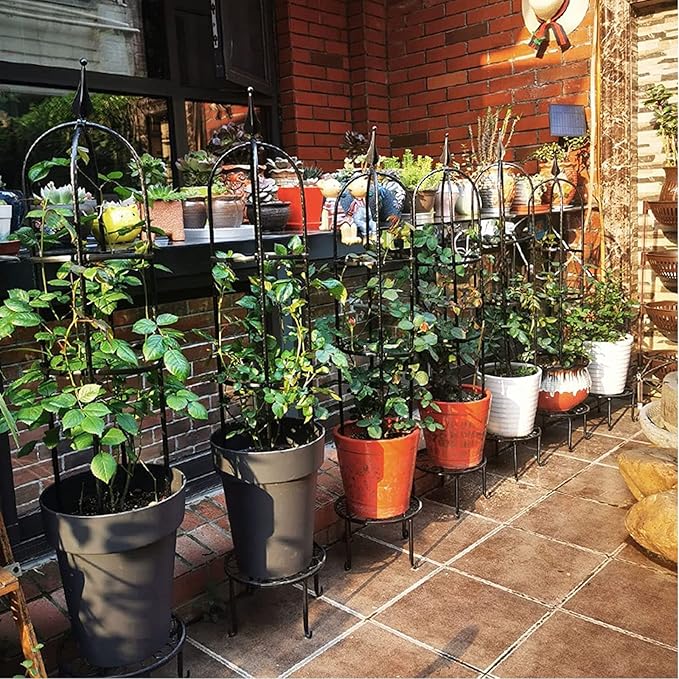 Garden Trellis for Climbing Plants Garden Tower Obelisk Trellises Rustproof Metal Potted Plant Climbing Support Large Garden Trellis Plant Supports for Climbing PlantsBlack25 * 90cm