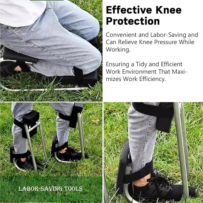 Knee Seat for Gardening Knee Seat Garden Kneeler Labor-Saving Tools for Farm Work Optimal Knee Protection Ankle Support Durable Thick Kneeling Pad &amp Galvanized Steel(Black)
