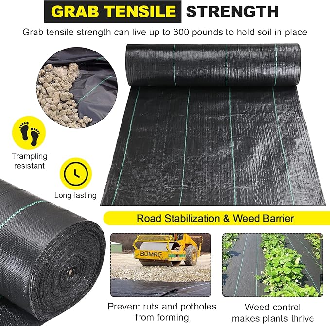 Driveway Fabric - 5x500 ft Heavy Duty 4OZ French Drain Fabric for Erosion Control &amp Landscape Weed Barrier