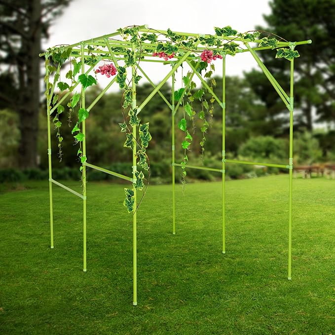 Grape Vine Trellis 6.56x4.92x6.56ft Heavy Duty Garden Trellis for Climbing Plants Large Steel Plant Support with ABS Base for Tomatoes Cucumbers Outdoor (Green)
