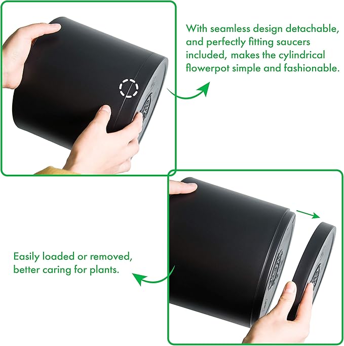 D'vine Dev 10 Pack Plastic Plant Pots for Plants 6.5/6/5.5/5/4.5/4/3.5/3/2.5/2 Inch Indoor Planters Cylindrical Succulent Pot with Drainage Hole and Saucer Black 74-S-B