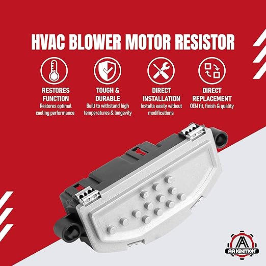 Front HVAC Blower Motor Resistor Replacement by AA Ignition - Fits Chrysler Dodge and Jeep Vehicles - 2014-2023 300 Challenger Charger Durango Grand Cherokee - Replaces 68224171AA 984-498