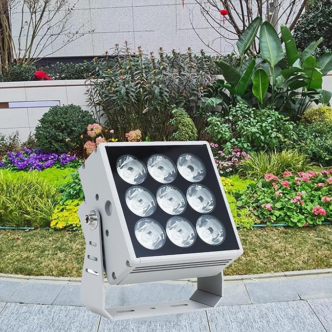 LED Garden Spotlights - Outdoor Waterproof IP65 Floodlights - 110-230V Long Distance Beam Lights for Buildings Villas Hotel Lighting - Red LED Landscape Lights