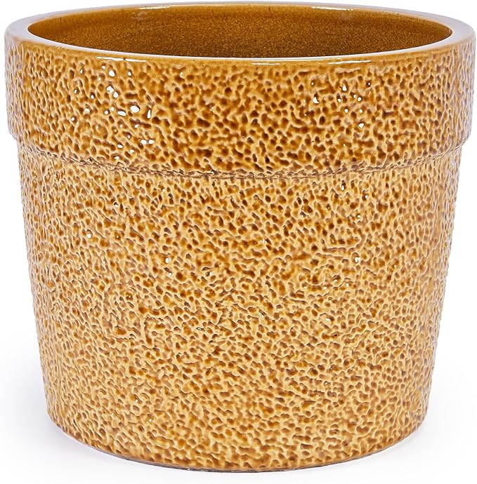 Handmade Ceramic Planter Set of 3 15129 Inch Diameter Earth Tone Speckled Glaze for Orchids Indoor Plants Windowsill Bookshelf Use Breathable Clay