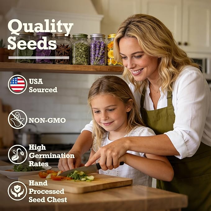 Lush&ampDew Holistic Family Apothecary Seed Chest 30000+ Medicinal Herb Survival Seed Kit Gardening Gifts for Women Men 32 Varieties Heirloom Non-GMO Culinary Herb Seeds for Raised Bed Windowsill