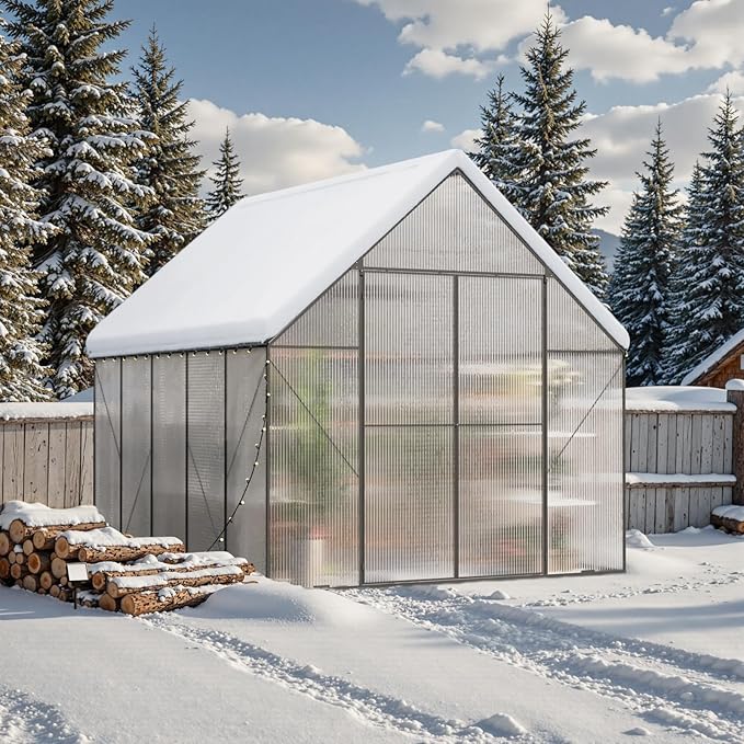Green House for Outside Greenhouse for Outdoor Walk-in Garden Greenhouses Heavy Duty Polycarbonate Greenhouse Backyard Green Houses8x10