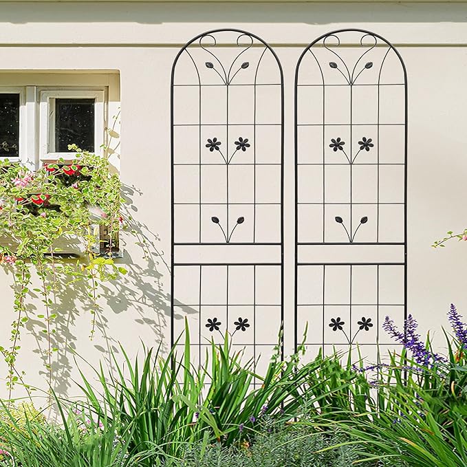 2 Pack Metal GTr86.7 x 19.7 Rustproof for Climbing Plants Outdoor Flower Support Black