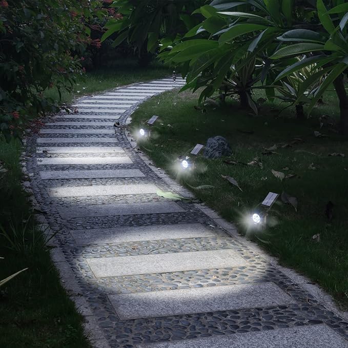 Solar Landscape Lights 4 LED Solar Spotlights 2 in 1 Security Light Solar Lights Outdoor Waterproof for TreePatioYard (White)