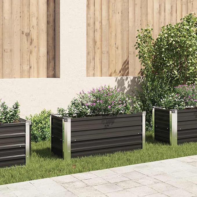 Garden Raised Bed Spacious Design Durable Weather-Resistant Enhanced Drainage 39.4 x 15.7 x 17.7 in Galvanized Steel Planter Box for Outdoor Gardening Vegetables Flowers Herbs