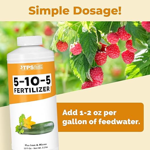 5-10-5 Fertilizer for Plants Great for Root Vegetables Fruiting Vegetables and Flowers Plant Fertilizer by TPS Plant Foods 32oz (1 Quart)