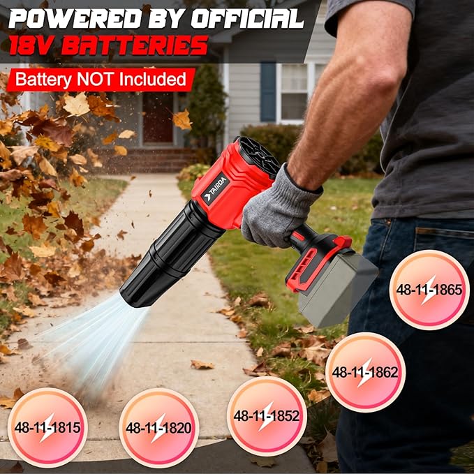 Cordless Leaf Blower Compatible for Milwaukee 18V Battery(NO Battery) Mini Turbo Jet Blower with 2 Nozzles Lightweight &amp One-Hand Use for Patio Garage Yard Cleaning Car Dryer(Tool Only)