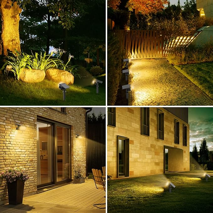 Solar Spot Lights Outdoor [57 LED/10 Pack] Solar Lights Outdoor IP65 Waterproof 3 Modes Solar Powered Landscape Spotlights for Garden Yard Outside Patio Pathway Pool(Warm White)