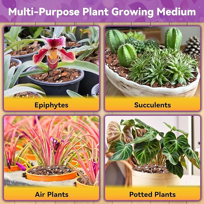 Riare 6QT Orchid Potting Mix Natural Orchid Bark Potting Mix Soil Medium with Pine Bark and Perlite Premium Orchid Repotting Kit for Phalaenopsis Dendrobiums Enhanced Drainage &amp Root Expansion