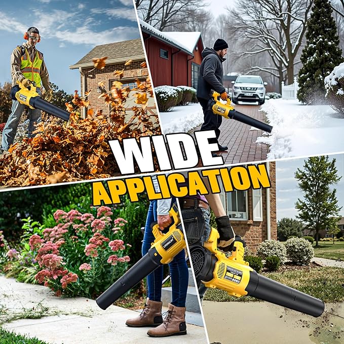 LIVOWALNY Cordless Leaf Blower Compatible with Dewalt 20V Battery Electric Leaf Blowers with 6 Speed Modes 500CFM 150MPH Lightweight Powered Leaf Blower for Patio Garden Cleaning (No Battery)