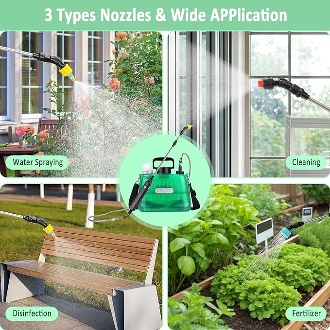 Battery Powered Sprayer 1.35 Gallon Electric Sprayers in Lawn and Garden Sprayer Pump Outdoor Battery Operated for Lawn &amp Garden