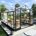AMERLIFE 8x14x7FT Polycarbonate Greenhouse Walk in Greenhouse with Quick-Connect System Green House with 4 Vent Windows and Swing Door Greenhouses for Outdoors Glossy Black