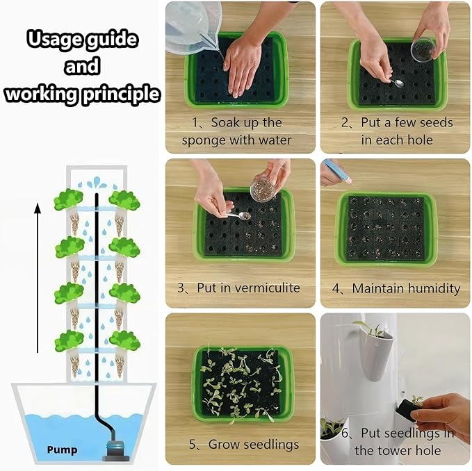 Aeroponic Tower Aeroponic Tower Garden System Hydroponics Growing System Kit Green and Healthy Save Water and Energy Suitable for Hydroponic Gardening Enthusiastsblack-7-Layers