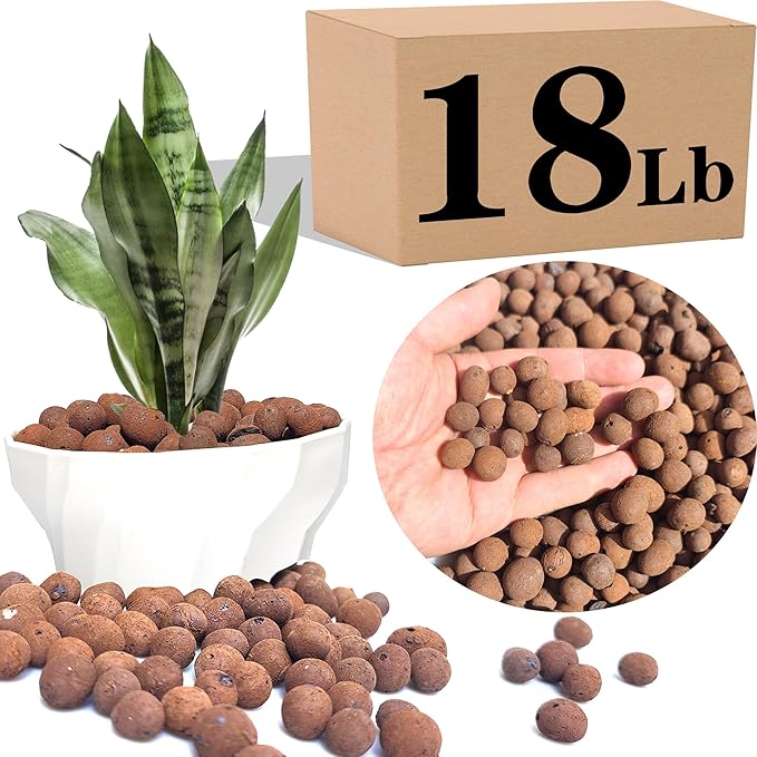 Voulosimi Clay Pebbles Hydroponic Rocks Organic Ceramsite Grow Media for HorticulturalOrchidsDrainage (18LB)