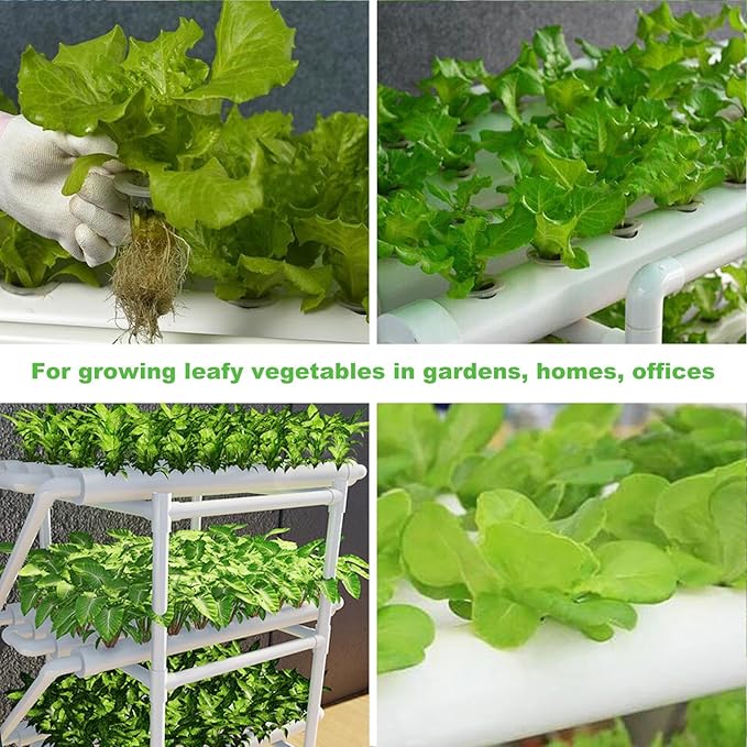 Generic Indoor Hydroponics Growing System Kit 90 Plant Sites 3 Layers Food-Grade PVC-U Pipes Hydroponic Grow Kit for Vegetables Fruits Herbs