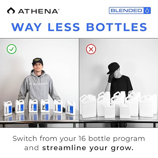 Athena Blended Bloom A&ampB | 2-Part Flowering Liquid Fertilizer for Hydroponics &amp Soil | Bloom Booster Plant Food | NPK A 4-0-5 | B 0.7-6-5 | 32 Ounce