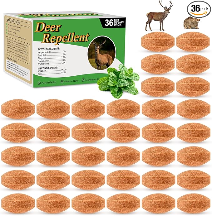 36 Pack Deer Repellent Rabbit Repellent Outdoor Deer Deterrent for Plants Flower Vegetable Tree Deer Rabbit Repeller