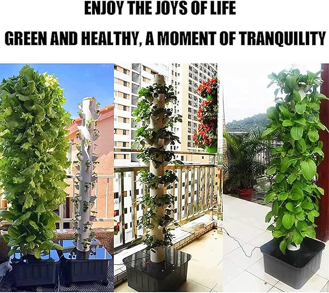 Hydroponic Growing Tower 45 Hole Aquaponic Cultivation System Hydroponics Growing System for Indoor Herbs Fruits and Vegetables