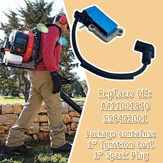 A411001870 Ignition Coil Fit for Echo PB8010H PB8010T 2019 Trimmers Blowers with Spark Plug Backpack Blowers A411001870 598472001