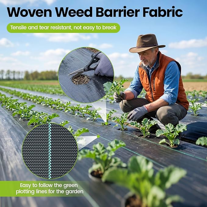 13x20ft Driveway Fabric 5.2OZ Commercial Weed Barrier Fabric Heavy Duty Landscape Fabric Weed Fabric Weed Blocker Fabric for Garden Weed Barrier Road Fabric Construction Project Erosion Control