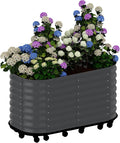 59x24x28 in Galvanized Raised Garden Bed with Wheels &amp Water Reservoir – Durable Outdoor Planter Box Elevated Raised Beds for Gardening Portable Garden Box for Indoor/Outdoor Plants Gray
