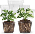 16 Pack 10/8/6/5 Inch Reinforced Large Clear Nursery Pots with Drainage Holes Transparent Variety Pack Plastic Plant Pot for Vegetable Propagation Root Cutting Seed Starting