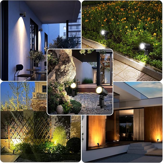 MEIKEE Solar Spot Lights Outdoor 4-in-1 Solar Landscape Lights 4W/6V IP66 Waterproof 2700K/4000K/6500K Outdoor Landscape Spotlights with Remote for Garden Yard Driveway