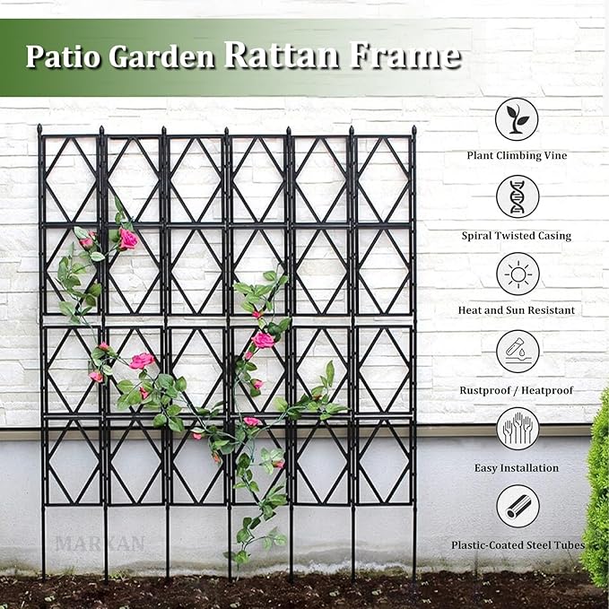 Garden Trellis for Outdoor Use Patio Climbing Frame Foldable Plant Trellis for Vines &amp Flowers Climbing Support Patio Lawn Decor - Black(W60xH90CM(2.0x3.0FT))