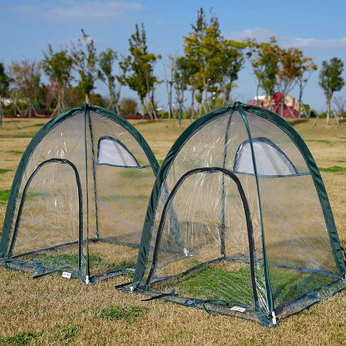 2pcs Quick Set up Mini Greenhouse Portable Small PVC Cover for Garden Flower and Flowerpot Cold Frost Protector Portable Carry Bag with 8 Stakes (PVC (28 L x 28 W x 32 H))