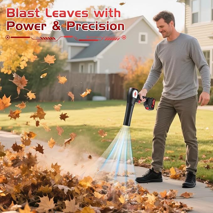 Leaf Blower Cordless with Battery and Charger 1000000 RPMOne-Touch Lock Mode Lightweight Handheld DesignBlower for Patio Cleaningcar Blowing Water Blowing Leaves and Dust